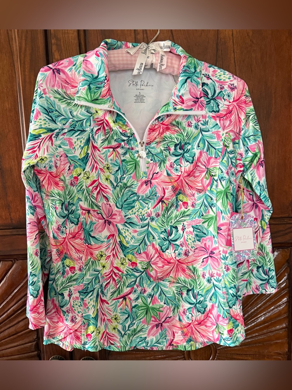 NWT Stella Parker UPF 50+ Ruched Quarter-Zip - Size S